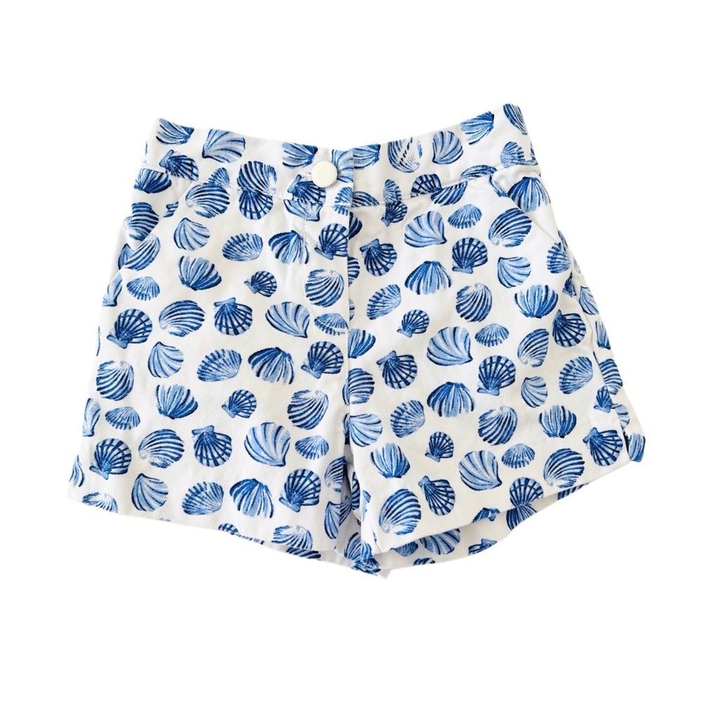 Janie and Jack Blue and White Seashell Shorts | Baby Girl 12-18 Months